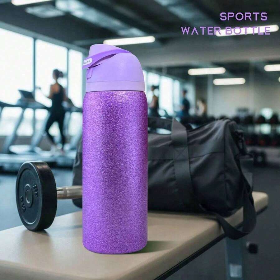 OwaIaDiamond Violet 240Z/710ml 户外运动水壶,双层真空保温便携式饮水杯,旅行冰咖啡杯,夏季饮水用具,配有手柄和吸嘴,非常适合旅行、居家和办公使用。 - 紫色 - 查看 1
