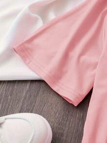 Women's American Flag Print Cropped Top - Short-Sleeve Round-Neck T-Shirt With White Ruffle Hem And Star Embellishments - Suitable For Summer Casua - 粉色 - 查看 5