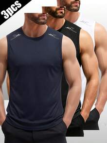 3pcs/Set Men's Casual Sports Lightning Print Tank Tops - Multicolor - View 2