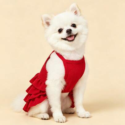 1 Stück Luxus Haustier Hosenträger Mehrschicht Rüschenkleid, modisch & elegant für Hochzeitssaison, geeignet für Katzen & Hunde, weich & atmungsaktiv, leicht & bequem für alle Jahreszeiten