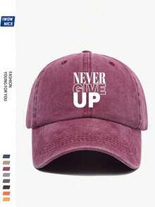 1 pieza Gorra de béisbol con estampado de letra vintage desgastada de unicolor, sombrero de sol curvo casual, gorra de papá, adecuado para uso diario, playa, viaje - A - Ver 9