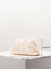 (Random Pattern) Sequin Women's Clutch Bag, Elegant Party Bag, Wedding Accessories - Beige - View 7