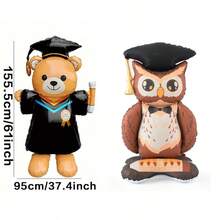 1pc Medium/Large Graduation Theme Panda & Owl Cartoon Aluminum Foil Balloon, Suitable For Graduation Party Decoration, 8 Cartoon Balloon Styles To Choose From - View 9