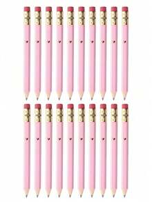 1/10/20pcs Heart Shaped Gold Foil Pencils With Erasers + 1pc Sharpener, Suitable For School, Office, Weddings (White) Back To School - Multicolor - View 7