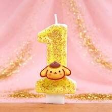 1支创意卡通数字生日蜡烛，0-9数字蜡烛，可爱小黄狗主题蜡烛，魔法公主蛋糕数字蜡烛，黄色闪光石蜡烛，情侣蜡烛，最完美的个性化生日蜡烛，送给女士和女孩！贴纸，剪贴簿用品，剪贴簿 - 多色 - 查看 15