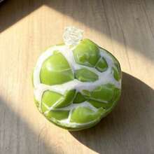 1Pc Handmade Green Grape Crunchy Squeeze Ball Slow Stress Relief Toy Wax Coated Squishy Fidget Ball - 綠色 - 查看 3