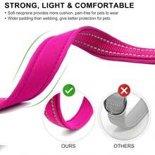 Reflective Dog Collar,Soft Neoprene Padded Pet Collar With ID Tag Ring,Adjustable For Small Dogs,Hot Pink,S - Red - View 3