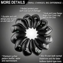 12pcs Golf Club Covers, Made Of PU Material, Golf Club Protective Sleeves, Suitable For Most Golf Clubs, Ideal For Golfers - Multicolor - View 3