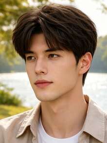 Wig Cokelat 8 Inci, Rambut Sintetis Tahan Panas, Modis & Serbaguna, Cocok Untuk Semua Pria - Coklat - View 2