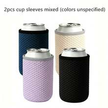 1 pezzo/2pcs Manicotto in neoprene goffrato da 12oz per bicchiere di cola, raffreddatore per lattine di birra da 330ml, accessorio protettivo anti-scottatura per bicchieri, uso duale caldo & freddo, adatto per attività quotidiane, forniture per feste, articoli essenziali per le vacanze, matrimoni, raduni, riutilizzabile per escursioni, all'aperto, campeggio, sport e altro ancora - Multicolore - Visualizzare 12