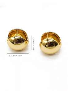 Full Silver Gold Round Earrings, Suitable For Daily Wear And Minimalist Style - Gold - View 4