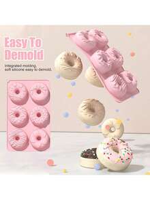 Khuôn silicon màu hồng hình bánh donut - Khuôn nướng bánh donut chống dính, dùng được trong máy rửa chén, lò vi sóng và lò nướng, thích hợp để làm bánh donut, bánh ngọt, bánh quy, bánh mì tròn. - Nhiều màu - Xem 5