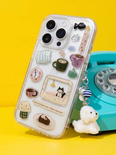 DIY 可爱搞笑雪人树插画透明手机壳适用于 17 ProMax 17Pro 17 Air 17 16 ProMax 15 14 13 12 11 Pro Max 透明可爱防震保护套