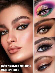 3pcs Eye Makeup Tool Set - 2 Professional Eyeshadow Brushes, Eyeshadow Applicator, Eyeshadow Stamp Template, Quick Makeup Template, Eyeshadow Mold, Eye Makeup Tools, Suitable For Beginners As Eye Makeup Assistant, Easily Create Professional Makeup, Convenient Makeup Anytime, Anywhere - Multicolor - View 4