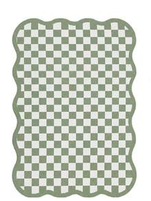 1pc Luxury Fluffy Checkered Carpet, Asymmetrical Wavy Edge Bedroom Decor Rug, Korean Sweet Pink Dressing Room Carpet, Pastoral Artistic Entryway Rug, Multiple Sizes Available, Living Room Carpet, Rug, Area Rug, Small Area Rug, Mat, Home Decor, Washable Carpet - Multicolor - View 11