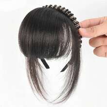 Synthetic Fake Bangs Hair Neat Rhinestone Hairband With Braids Headband Heat Resistant Bangs In Hair Extensions Hairpieces Hair - Multicolor - View 1