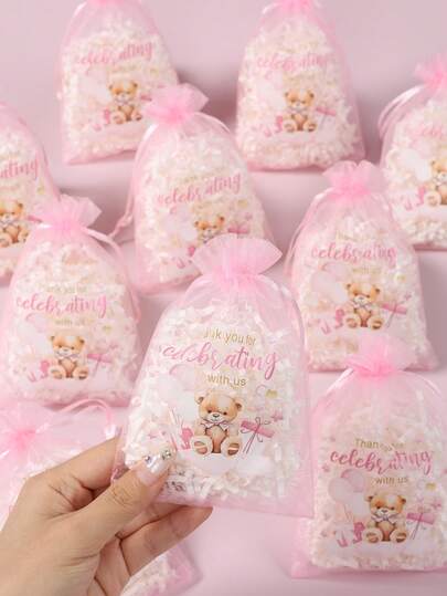 10 Túi Quà Lưới Hình Gấu Hồng, Túi Organza 15*10cm Có Dây Rút, Túi Quà Tặng Tiệc Tắm Bé Gái, Trang Trí Tiệc Sinh Nhật 1 Tuổi, Túi Quà Cảm Ơn, Túi Đựng Trang Sức, Đồ Dùng Tiệc Tiết Lộ Giới Tính, Đồ Dùng Tiệc Cho Bé, Quà Tặng Tiệc Tắm Bé, Túi Đựng Trang Sức, Quà Tặng Tiệc Cô Dâu, Trang Trí Tiệc Ngày Lễ