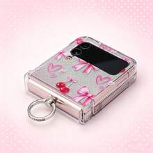 1个渐变闪光樱桃蝴蝶结唇形全包覆铰链电镀指环支架折叠手机壳，兼容三星Galaxy Z Flip3 5G、Galaxy Z Flip4 5G、Galaxy Z Flip5 5G、Galaxy Z Flip6 5G、Galaxy Z Flip7 5G、Galaxy Z Flip7 FE - 無色 - 查看 4