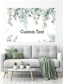 Customizable Text Banner, Light Green Eucalyptus Leaf Background, Gold Glitter Accents, Suitable For Wedding, Birthday, Christening, Baby Shower And Portrait Photography Backdrop. Vinyl Material. - Multicolor - View 7