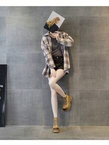 Botas de verano para mujer con perforaciones y capa de malla transpirable, botas cortas de trabajo de cuero liso con estilo occidental retro, botas de estilo británico versátil para uso diario. - Caqui - Ver 9
