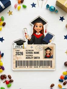 1pc Personalized Graduation 2026 Acrylic Block, Custom Photo & Text Graduation Boarding Pass Keepsake,Graduation Photo Ornament, Unique Class Of 2026 Graduation Gift For Her Him, For High School College Graduates, Graduation Party Table Centerpiece, Custom Grad Travel Memory Photo Display - Black - View 6