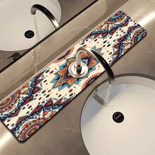 1pc Bohemian Pattern Printed Faucet Mat, Durable Polyester, Quick Drying, Easy To Clean, Suitable For Kitchen And Bathroom, Easy To Install, Daily Decor, Gift, Bathroom Mat, Durable Faucet Mat, Faucet Accessory - Multicolor - View 9