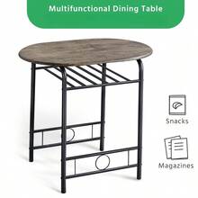 Costoffs 3 Piece Dining Table Set Modern Kitchen Table Set Space Saving Table And 2 Chairs Set With Steel Legs/Storage Rack For Kitchens/Balconies/Bedrooms/Apartments/Cafés, Natural/Drift Brown/White - Drift Brown - View 10