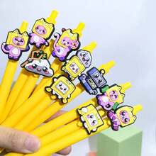 10支装可爱盒装卡通中性笔，黑色墨水，适合派对礼物，书写流畅，可爱猫咪和机器人图案，适合学生和办公人士使用。 - 多色 - 查看 6