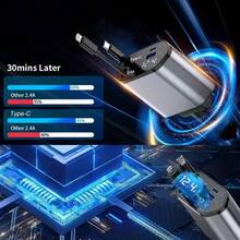 Charger Mobil Cepat 4-in-1, Dengan Kabel yang Dapat Ditarik Sepanjang 31,5 Inci, Port USB & Type-C, Kompatibel dengan iPhone 16/15/14/13/12/11 dan Lainnya, Colokan yang Dapat Diatur 180°, Desain Nirkabel, Cocok untuk Pemasangan di Dasbor, Pengisian Cepat - Hitam - View 4