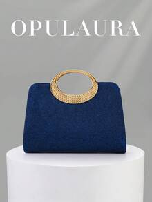 OpulAura 女士时尚闪亮水晶水钻晚宴手拿包，璀璨奢华镶钻正式礼服手提包，适合晚宴、派对、生日、婚礼等场合作为礼物 - 藍色 - 查看 4