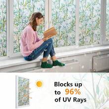 Window Privacy Film - Stained Glass Window Film Static Cling UV & Heat Blocking Rainbow Window Film For Glass Doors, Bedroom Windows - No Glue Premium Vinyl - 1PC - View 3