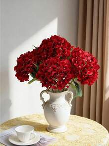 1/3pcs 15.75" Blue Embroidered Artificial Flowers With Stems, Plastic Floral Balls For Desktop Decor, Suitable For Office, Party, Wedding, Fake Plants, Spring/Summer Decoration, Mother/Father's Day Gift - Red - View 6