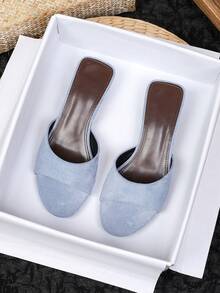 3.5CM Thick Sole Round Toe Sandals For Women, 2026 New Comfortable Open Toe Minimalist Flat Soft Bottom Casual Sandals - Blue - View 4