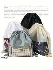 4 Packs Summer Moisture-Proof Dust-Proof Storage Bags, Large Capacity Non-Woven Drawstring Organizer Bags, Multi-Size Beige Storage For Handbags & Shoes,Back To School - Multicolor - View 4