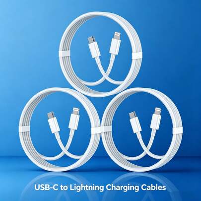 3条装 USB-C 转 Lightning 充电线，200 厘米超长耐用快充线，高速数据传输，兼容 14 Pro Max/14 Pro/14 Plus/14/13/12/11/XS/XR/8/7/6 系列