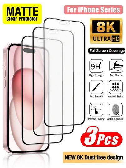 3 Packs - Ceramic Matte HD Screen Protector, Compatible With IPhone17 E/17/17 Air/17 Pro/17 Pro Max/16/16 E/16 Plus/16 Pro/16 Pro Max/15/14Pro/13 Mini/12/11 Pro Max. Made Of PET Material, Non-Glass, Scratch-Resistant And Durable, With A Matte Finish And Fingerprint-Resistanttexture. Smooth And Lag-Free Operation. An Essential Screen Protector,Suitable For Daily Use, Office Work, And Home Use.