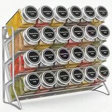 Estantería para especias de metal de 4 niveles de gran resistencia | Organizador de almacenamiento para encimera con diseño de almacenamiento vertical para ahorrar espacio, adecuado para botellas de especias, utensilios de cocina y herramientas de repostería (montable en pared, estantes ajustables) - Multicolor - Ver 14