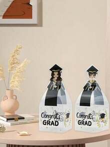 10 piezas Cajas de regalo de graduación transparentes, adecuadas para fiesta de graduación, caja de dulces de graduación, decoración de fiesta de graduación, celebración de graduación, recuerdos de graduación y ceremonia de graduación - Talla única - Ver 4