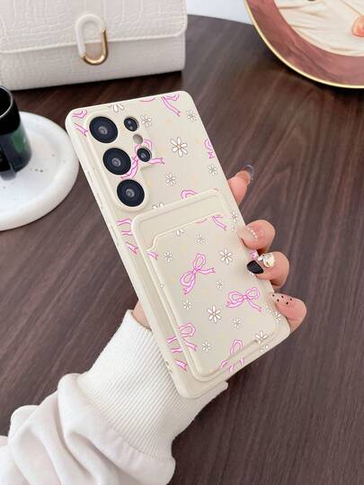 1个白色TPU软壳蝴蝶雏菊图案清新韩风保护手机壳，搭配1个白色蝴蝶雏菊图案粘性卡套，二合一时尚多功能创意手机壳，适合作为礼物送给女友/男友、闺蜜/兄弟姐妹、妻子/丈夫，全包防尘防水软壳，兼容/安卓手机