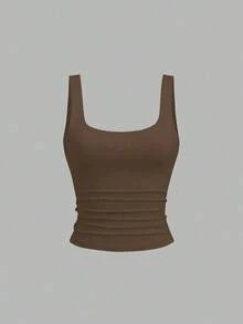 de tirantes con cuello cuadrado y pliegues, informal, para verano - Multicolor - Ver 3