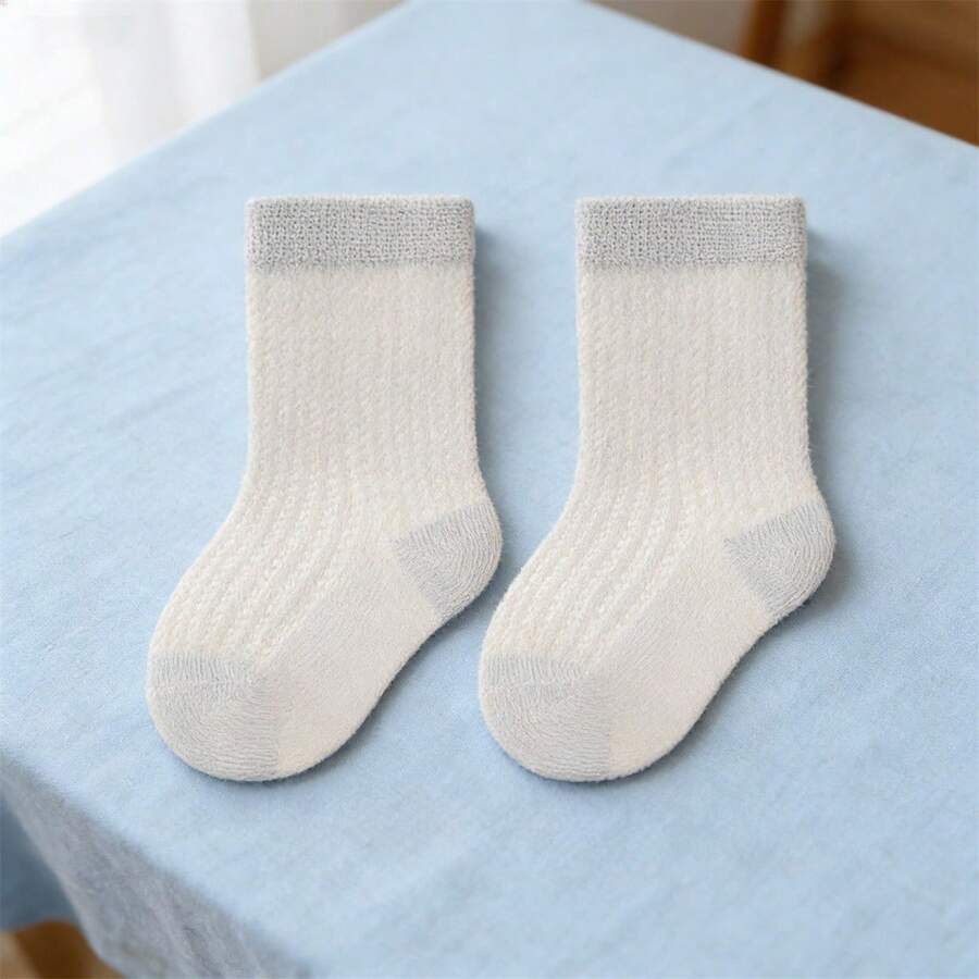 Summer Crew Socks Solid Color Mesh Socks For Daily Wear, Shopping,Party - Grey - View 1