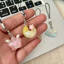 6pcs Delicate Sparkling Wing Star Resin Pendant Phone Lanyard, Cute Phone Charm, Soft Girl Phone Accessory, Suitable For Phone, Camera, Backpack, Gift For Girlfriend, Couple - Multicolor - View 5