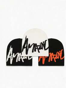 1件/2件/3件装字母针织帽提花帽时尚街头骑行帽送礼佳选男士针织帽女士针织帽字母波西米亚风腈纶其他针织帽四季皆宜 - A - 查看 3