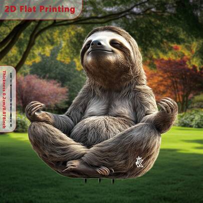 2D Flat Design Meditation Sloth Garden Sign, A Cute Sloth In Meditation Pose, Lawn Decor, Durable Outdoor Decoration, Ideal For Wedding, Home Or Birthday Gift