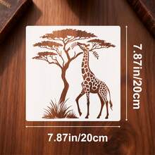 Grande taille - Modèle de peinture réutilisable de girafe, modèle de forme de girafe mangeant des feuilles lavable, convient pour la création DIY, la peinture de la maison, la conception artistique, la conception d'artisanat, la décoration de meubles, la conception d'animaux - A - Voir 2