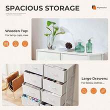 Sweetcrispy 3 Sizes Dresser Bedroom, Storage Drawers, Tall Large Fabric Storage Tower Organizer,Organization And Storage Clothes Organizer , Chest Of Drawers With Metal Frame Wooden Top Nursery, Closet, Living Room, Entryway, White - 白色 - 查看 11