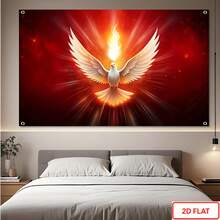 Pentecost Party Banner | Holy Spirit Dove & Holy Fire Design, Vibrant Polyester Religious Decor For Christian Celebrations, Church Events, And Spiritual Gatherings, Church Event,Headscarf,Banner,Flag,Room Deocr,Wall Deocr,Living Room Deccor, 2D Flat Tapestry, Local Printed Textile Wall Decor Garden Flag, Polyester Decorative Wall Hanging, Room Banner, Wall Banner, For College Dorm Decor, Outdoors, Parties, Festival Gifts Birthday Graduation Room Decor Home Decor Wall Decor Bedroom Decor Wall Art Poster Home Decor Living Room Tapestry For Room Wall Tapestry Room Decoration Stuff Gifts Suitable For Party Daily Anniversary Party Valentine's Day Wedding Anniversary Easter Mother's Day Graduation Father's Day Birthdays Anniversaries Thanksgiving, Christmas, Halloween, New Year's, Tea Room, Bedroom, Living Room, Indoor Home, Outdoor Flag Wall Tapestry - Multicolor - View 4