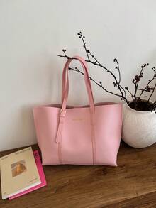 Large Capacity Handbag For Women, New Minimalist Fashion Versatile Commuter Shoulder Tote Bag - Pink - View 5