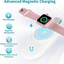 1pc Portable USB Wireless Charger Adapter Compatible With Apple Compatible With Apple Watch Series Ultra/9/8/7/6/SE/SE2/5/4/3/2/1 Suitable For Office, Dorm, And Home - White - View 9