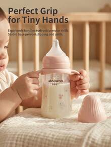 1pc Baby Wide Mouth Rabbit Design Anti-Drop Anti-Colic Feeding Bottle, Suitable For Infant Feeding - Multicolor - View 3